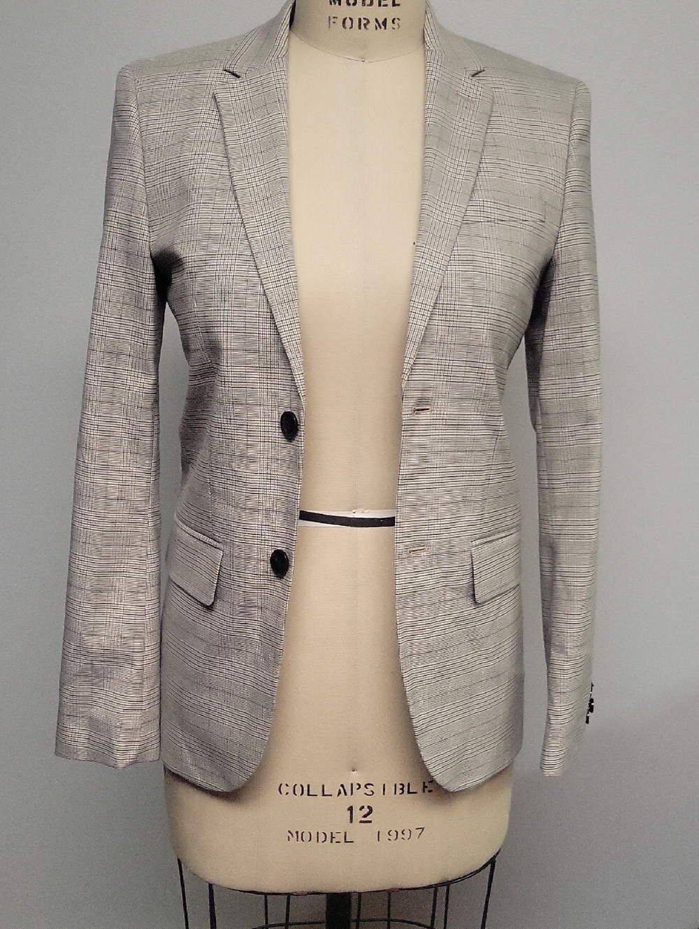 H&M Light Gray Plaid Tailored Women's Blazer